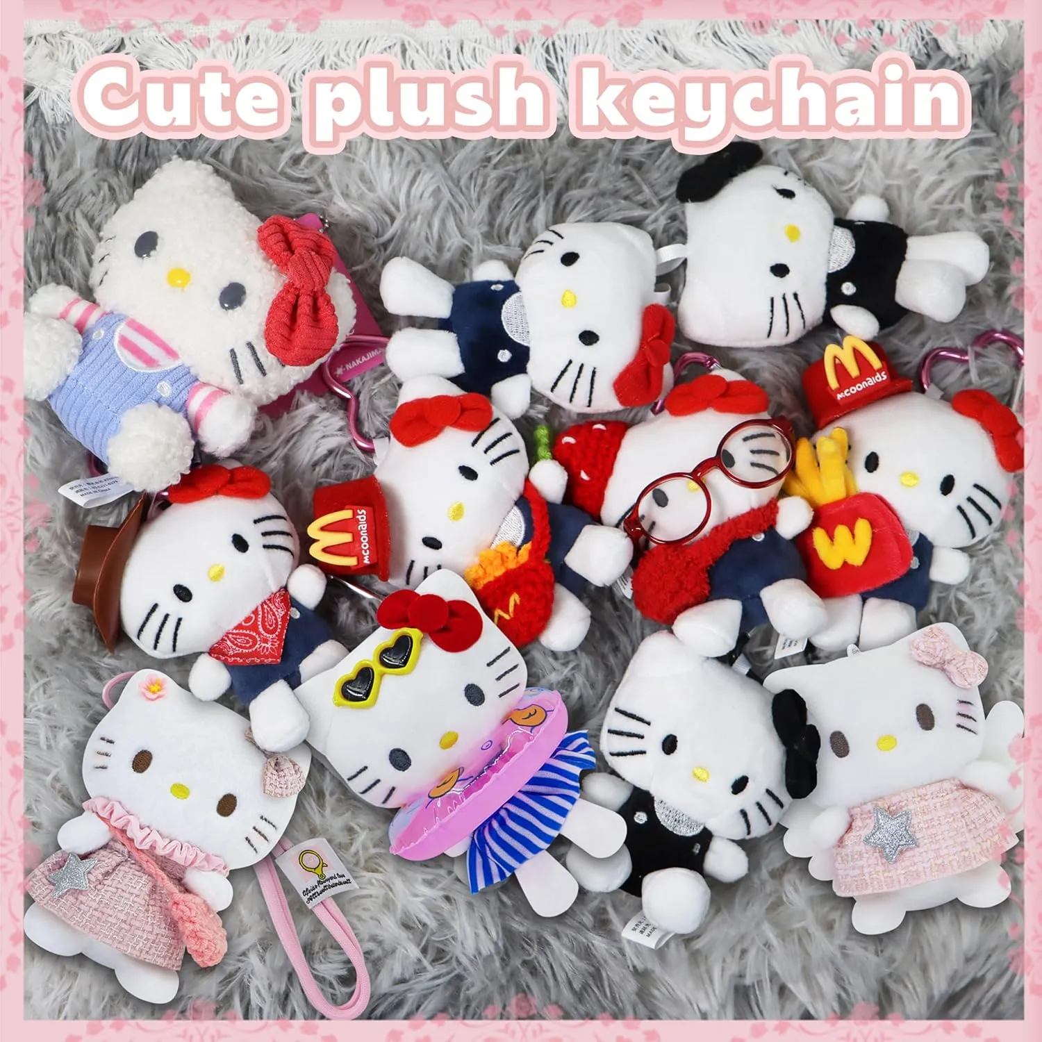 Animal Plush Keychain Gifts for Girls,Fans Christmas, New Year Cute progression warbler insert abnormality pamphlet Plush Keychain, Soft Stuffed 