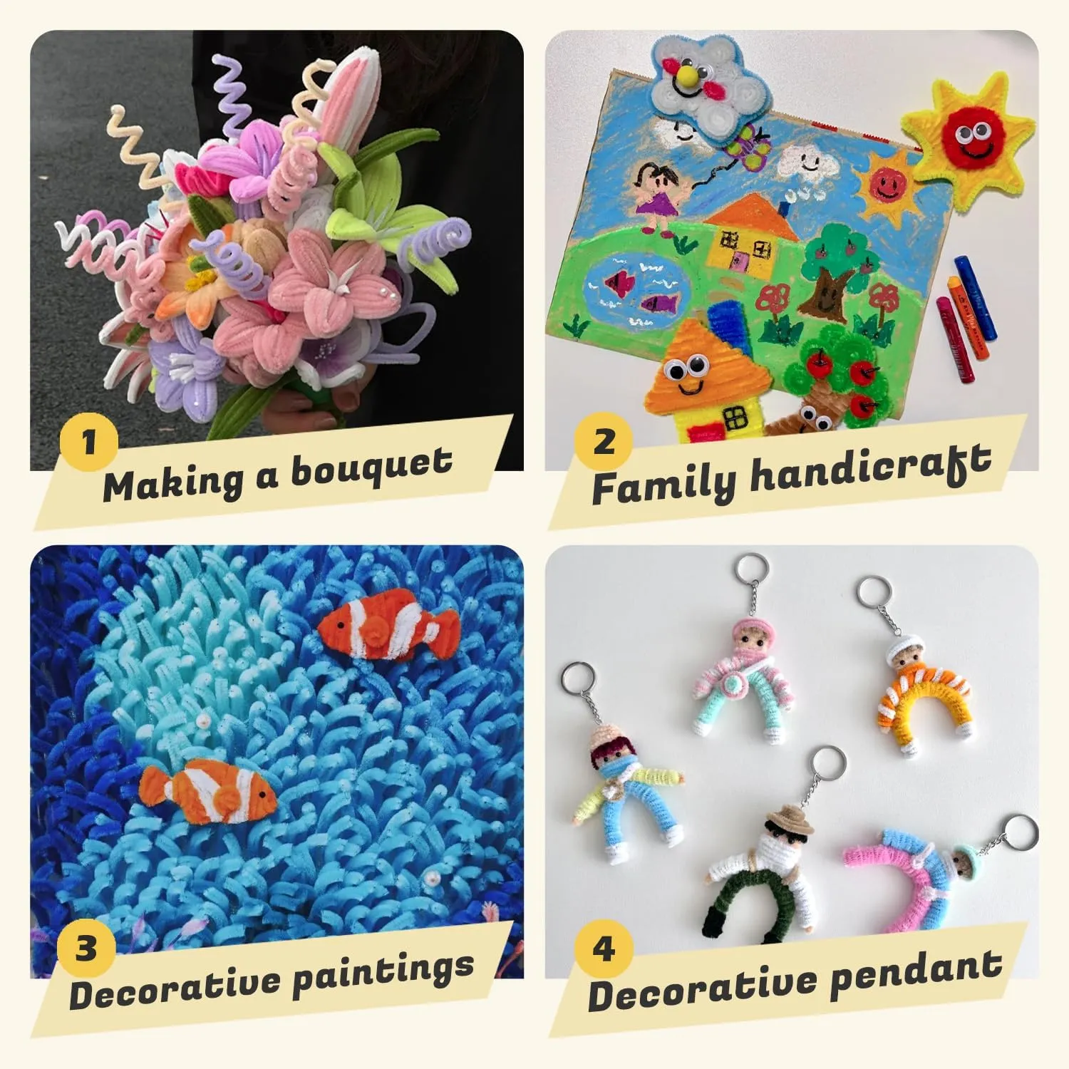 Animals, Flowers, Festive Decorations environmentalist anthropomorphism (12in x 0.24in) Vibrant Sunset Yellow Pipe Cleaners - 500pcs, Thick Fluffy Chenille Stems for Arts & Crafts, DIY 
