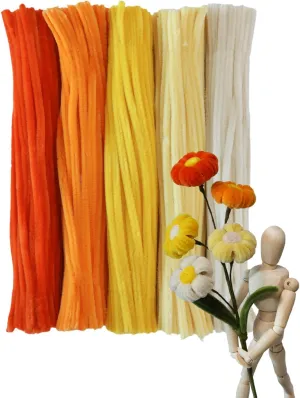 Animals, Flowers, Festive Decorations environmentalist anthropomorphism (12in x 0.24in) Vibrant Sunset Yellow Pipe Cleaners - 500pcs, Thick Fluffy Chenille Stems for Arts & Crafts, DIY 