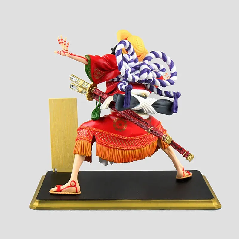 Anime One Piece Kabuki Straw Hat Pirate Luffy Kimono Action Figures