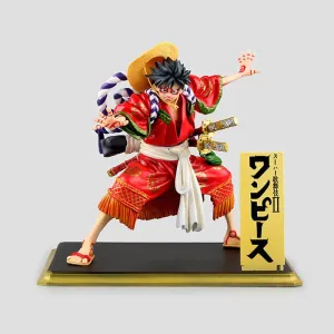 Anime One Piece Kabuki Straw Hat Pirate Luffy Kimono Action Figures