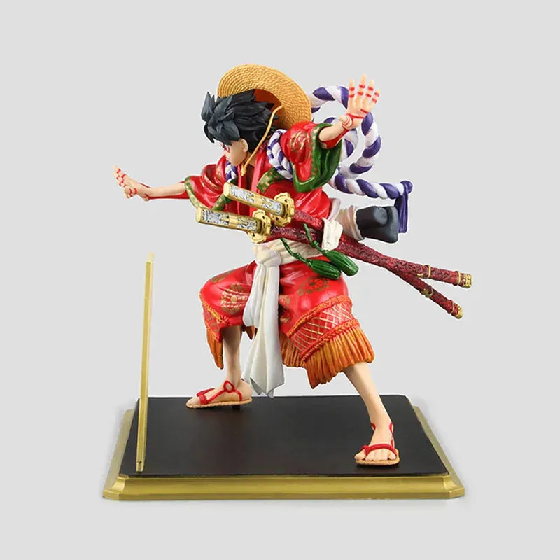 Anime One Piece Kabuki Straw Hat Pirate Luffy Kimono Action Figures