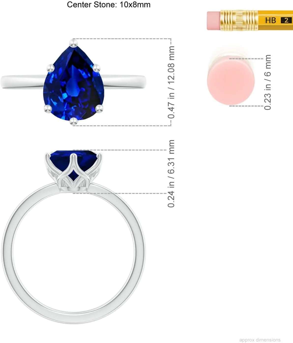 Anniversary, Wedding Jewelry Gift for Women Angara Lab Grown Pear-Shaped Blue Sapphire elite Solitaire Classic Engagement Ring in 14K Solid Gold/Platinum | September Birthstone, Birthday, 