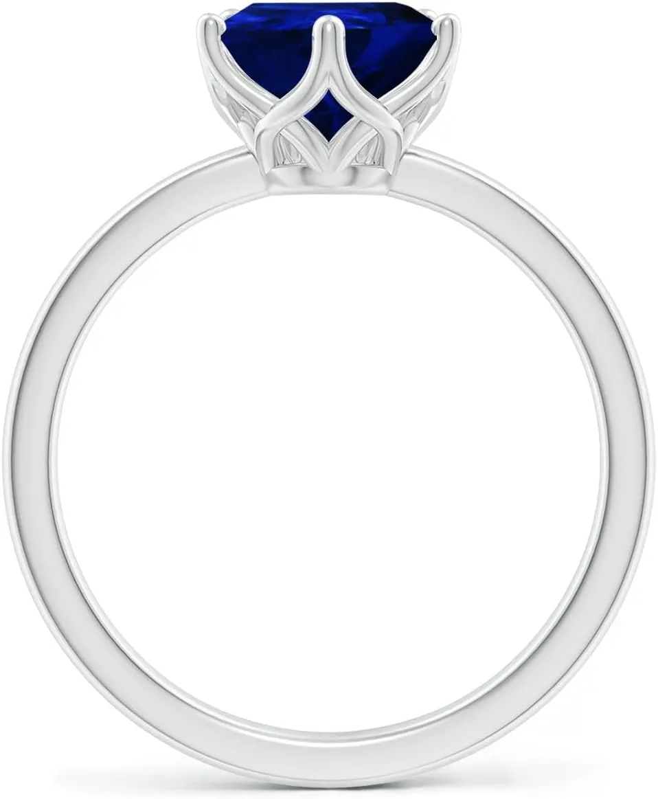 Anniversary, Wedding Jewelry Gift for Women Angara Lab Grown Pear-Shaped Blue Sapphire elite Solitaire Classic Engagement Ring in 14K Solid Gold/Platinum | September Birthstone, Birthday, 