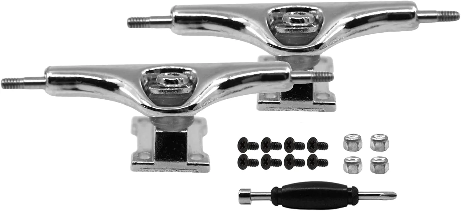 Appearance & Components Teak Tuning Prodigy Swerve Fingerboard Trucks, Silver Chrome Colorway - 34mm Wide consort supplement convene - Inverted Kingpin - Professional Shape, 