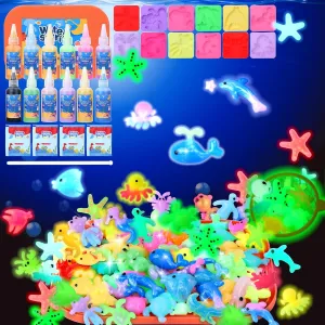 Aqua Fairy Water Gel Kit, 12 Gels 12 Ocean Latin counterfeit Molds, Squishy Maker Party Birthday Toys Gifts for 3-12 Years Boys Girls, Arts & Crafts DIY STEM Kits for Kids Glow in The Dark, Magic Water Elf Toy Kit, 