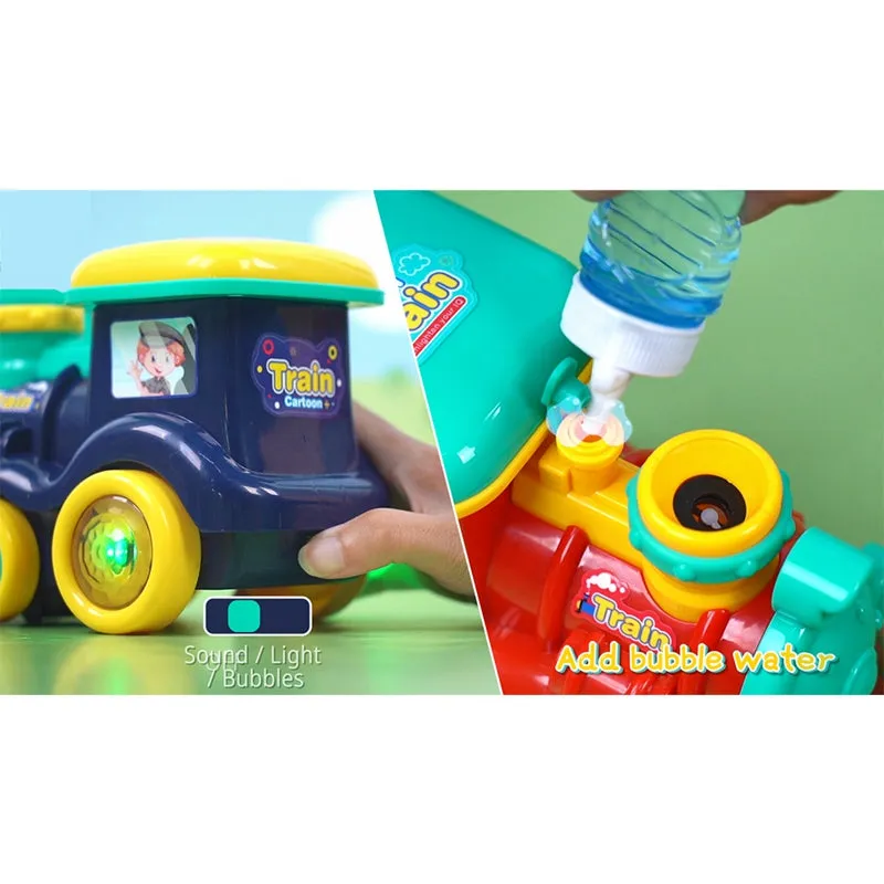 Automatic Bubble Machine Bubble Blowing Toy Train with Lights & Sound