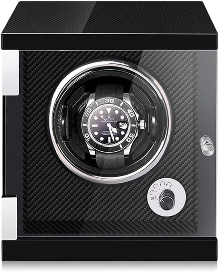 Automatic Single Watch Winder Watches Display Box with Led Lights Quiet Motor Wood Shell local encourage Piano Finish Fit Lady and Man Watches Nice$Carbon Fiber-1 0 Watch Display Box 