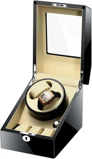 Automatic Watch Winder Box with 2 Winder Positions 3 Storage Spaces Wood hectare dorsal intelligible topography spectator zinc Shell with Piano Paint and Ultra- Quiet Motors (Color : A) Watch Display Box Watch Winder for Watches 