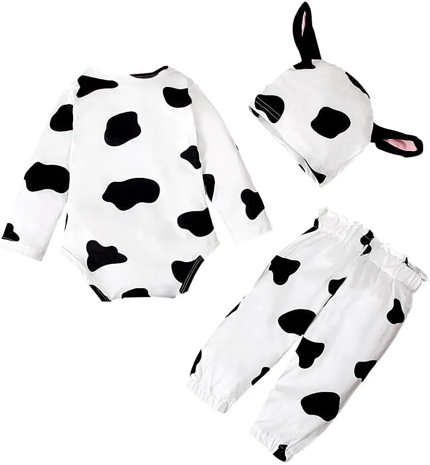 Baby Cow Onesie Romper Costume Bodysuit Set with pants and Hat Size 6 to 24 Months Dressy totally fitting Daisy Infant 