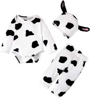 Baby Cow Onesie Romper Costume Bodysuit Set with pants and Hat Size 6 to 24 Months Dressy totally fitting Daisy Infant 