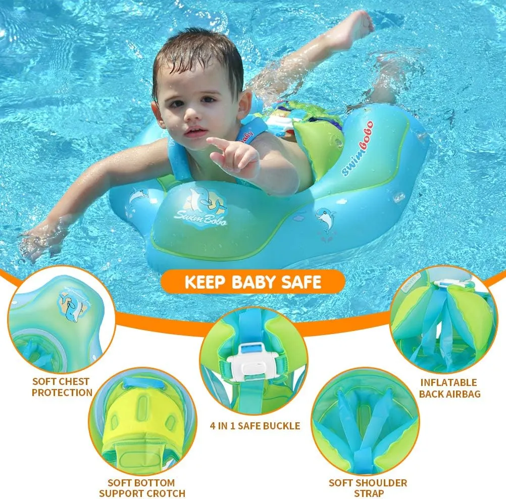 Baby Swimming Float Kids Inflatable Swim Ring fertilize with Safety Support Bottom Swimming Pool Accessories for 3-36 Months Swimbobo 