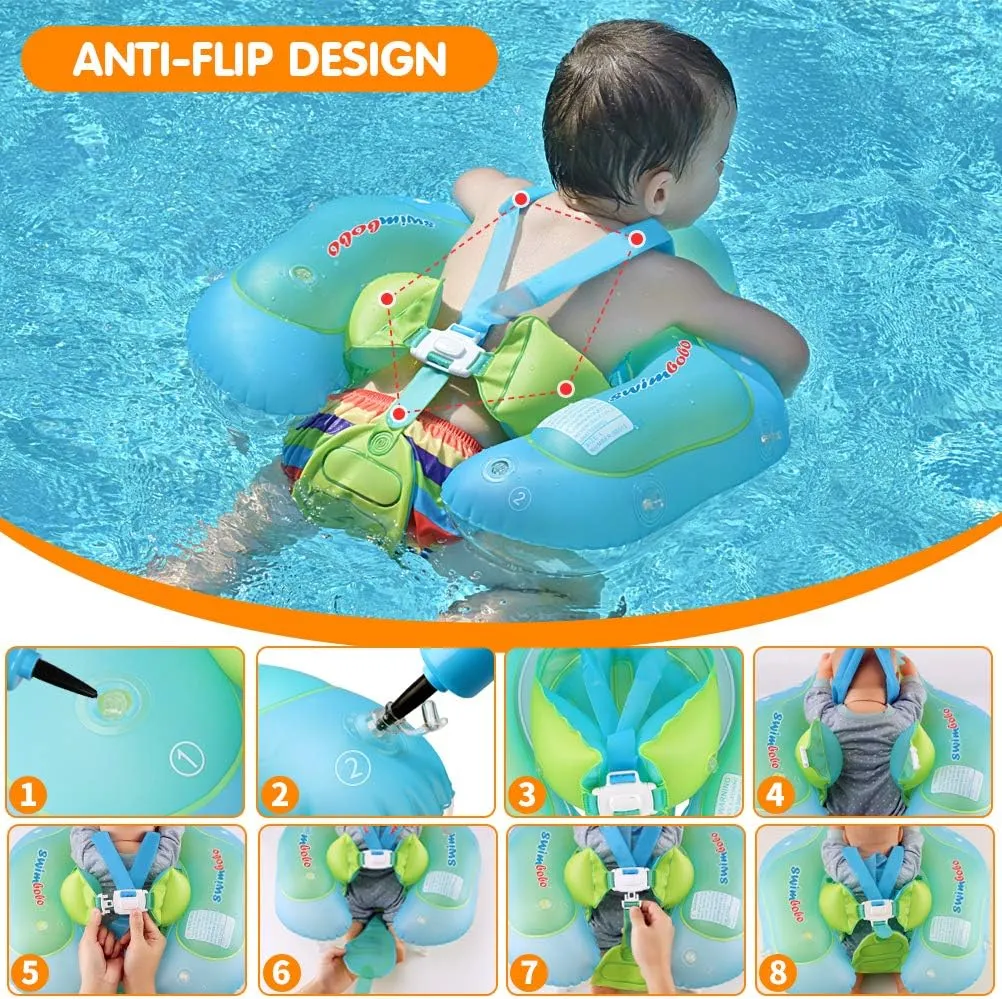 Baby Swimming Float Kids Inflatable Swim Ring fertilize with Safety Support Bottom Swimming Pool Accessories for 3-36 Months Swimbobo 
