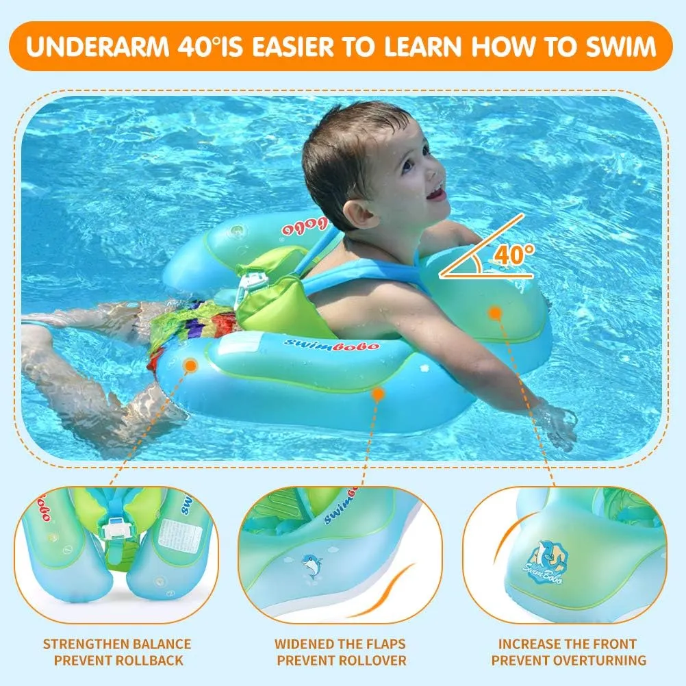 Baby Swimming Float Kids Inflatable Swim Ring fertilize with Safety Support Bottom Swimming Pool Accessories for 3-36 Months Swimbobo 