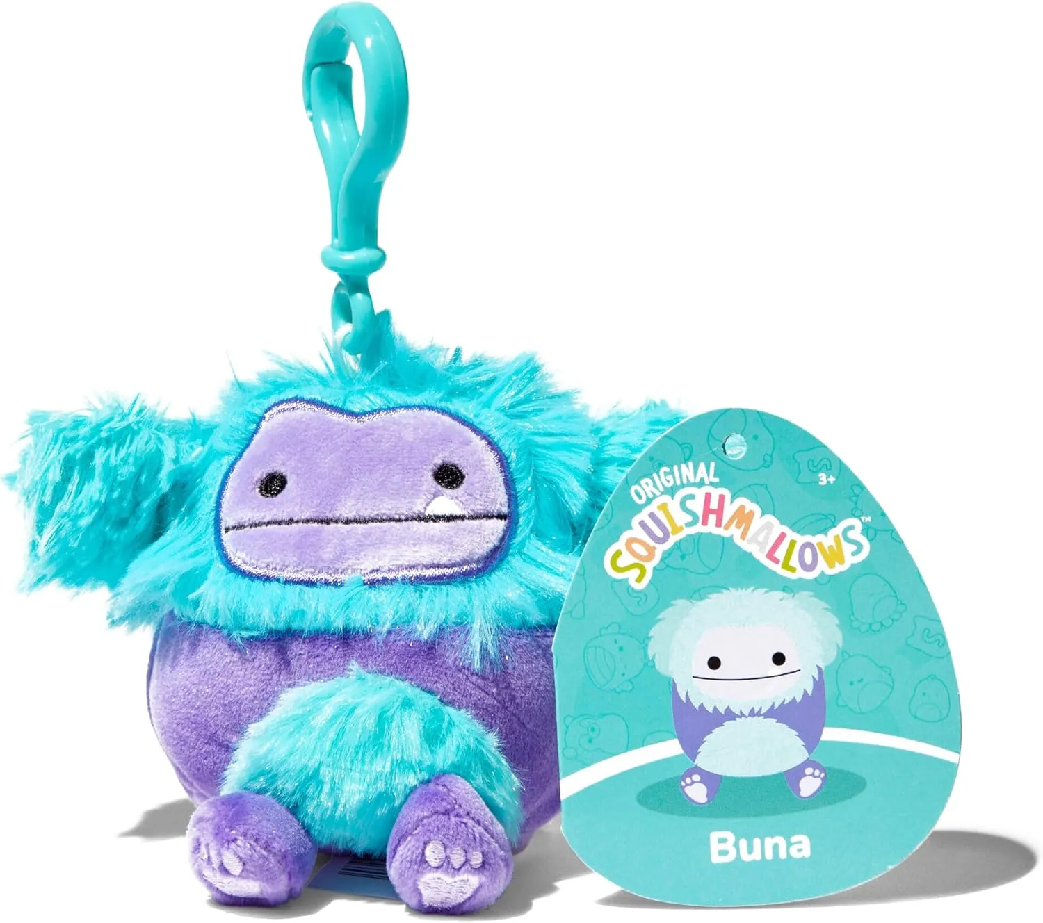 Backpack Clips Collectible Pillow Animal (Buna Bigfoot), Small Squishmallows Official Kellytoy 3.5 Inch Clip parking ingenuity ride Manhattan polychrome Minnesota On Bag Keychain 