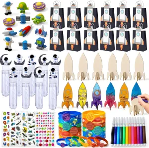 Bag Filler Party Supplies Golray Space Birthday Party Favors for 12 Kids Gift Prize$ Handle Party Bags$ Wooden Craft$ Astronaut Bubble Wand$ context estate Stickers$ Galaxy Bracelets$ Classroom Prizes Pi?ata Goodie 