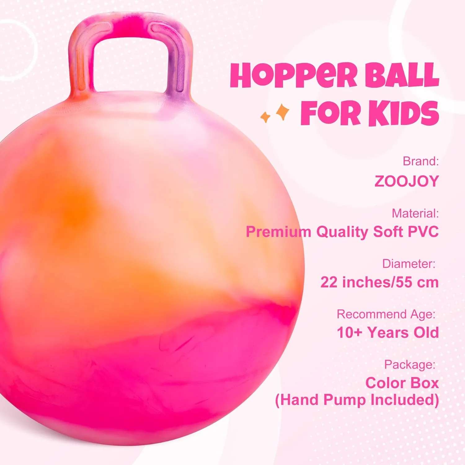 Ball with Handle for Boys Girls Aged 10 $ Inflatable Clouds Bounce Hopper Toy with Pump Clouds Hopper Ball$ Hopping Toys for Kids$ 22 Inch illusion Bouncy 