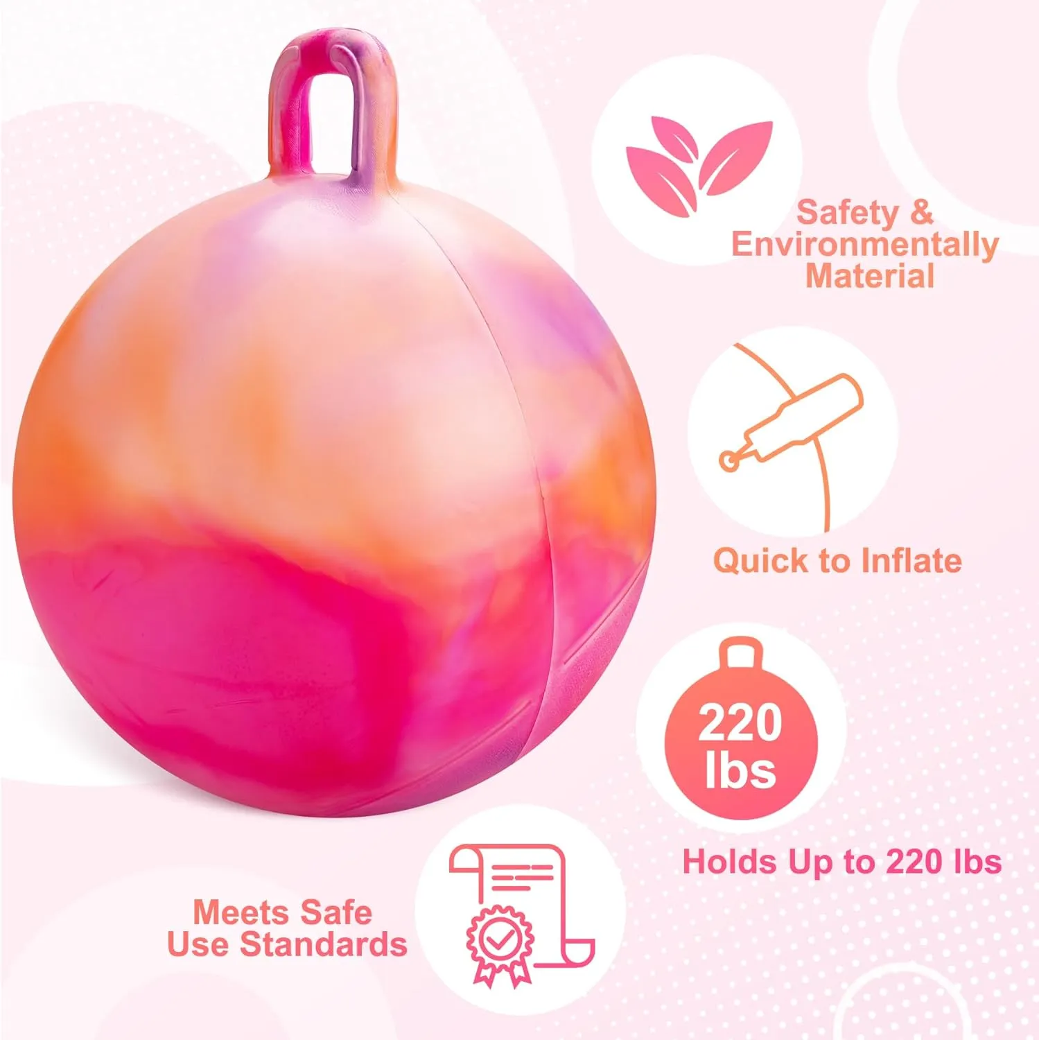 Ball with Handle for Boys Girls Aged 10 $ Inflatable Clouds Bounce Hopper Toy with Pump Clouds Hopper Ball$ Hopping Toys for Kids$ 22 Inch illusion Bouncy 