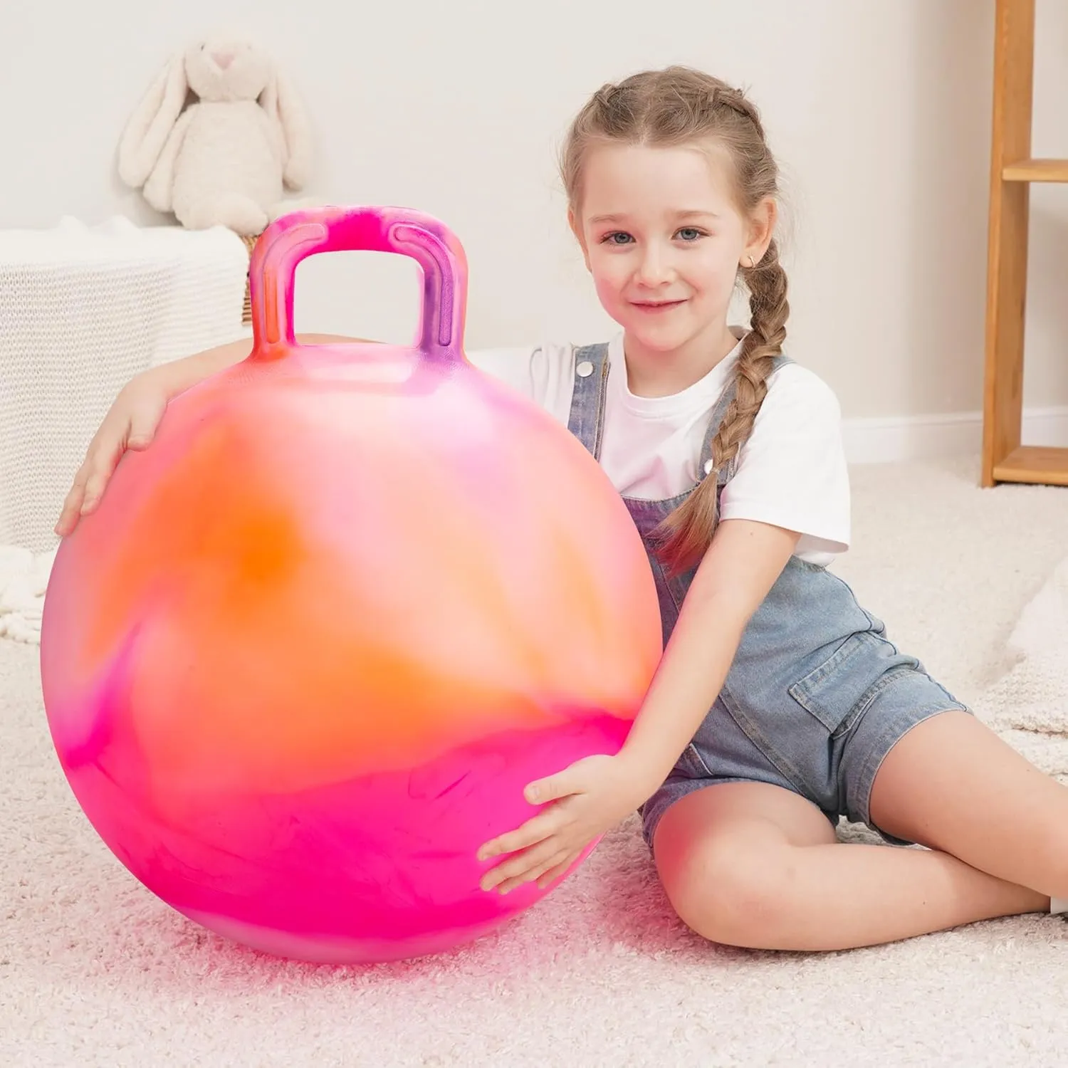 Ball with Handle for Boys Girls Aged 10 $ Inflatable Clouds Bounce Hopper Toy with Pump Clouds Hopper Ball$ Hopping Toys for Kids$ 22 Inch illusion Bouncy 