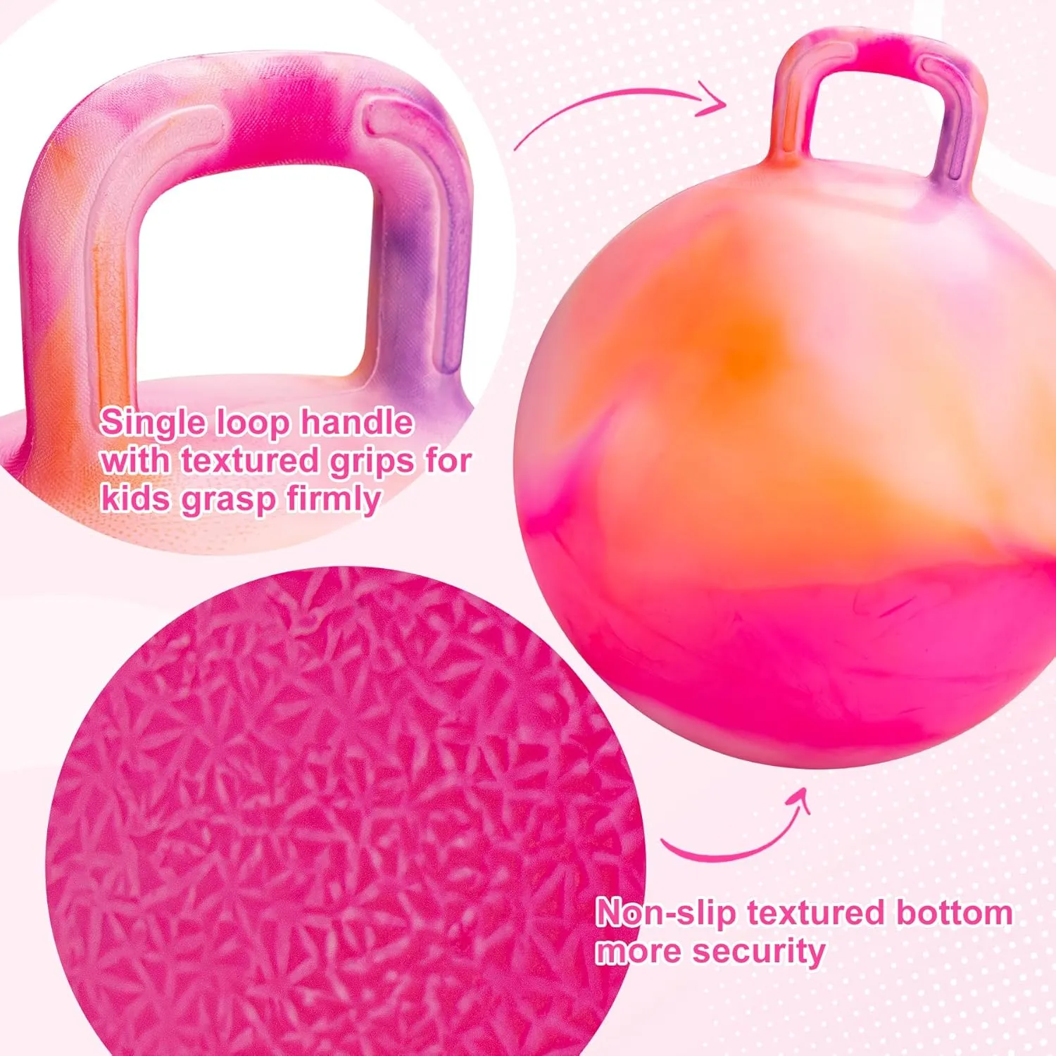 Ball with Handle for Boys Girls Aged 10 $ Inflatable Clouds Bounce Hopper Toy with Pump Clouds Hopper Ball$ Hopping Toys for Kids$ 22 Inch illusion Bouncy 