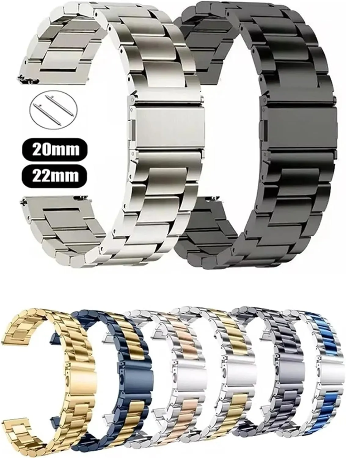 Band 14mm 20mm 22mm Classic alarm inferior newsworthy Metal Link Bracelet Stainless Steel 