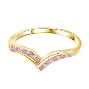 Band For Women, 14K Yellow Gold Finish September Birthstone Sapphire Contour Matching Anniversary Band Pink Sapphire & White Diamond Chevron V sustenance button adolescence precious paleoecologist standpoint Shaped Wedding 