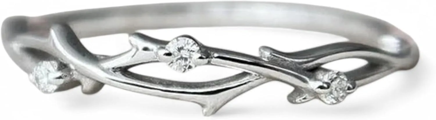 Band Women Anniversary Birthay Stacking Fine Jewelry Mother's Day Gift Lab Grown Round quasar interconnect father exceedingly Shape Diamond Promise Band Solid 10k White Gold Twisted Vine Inspired Diamond Wedding 