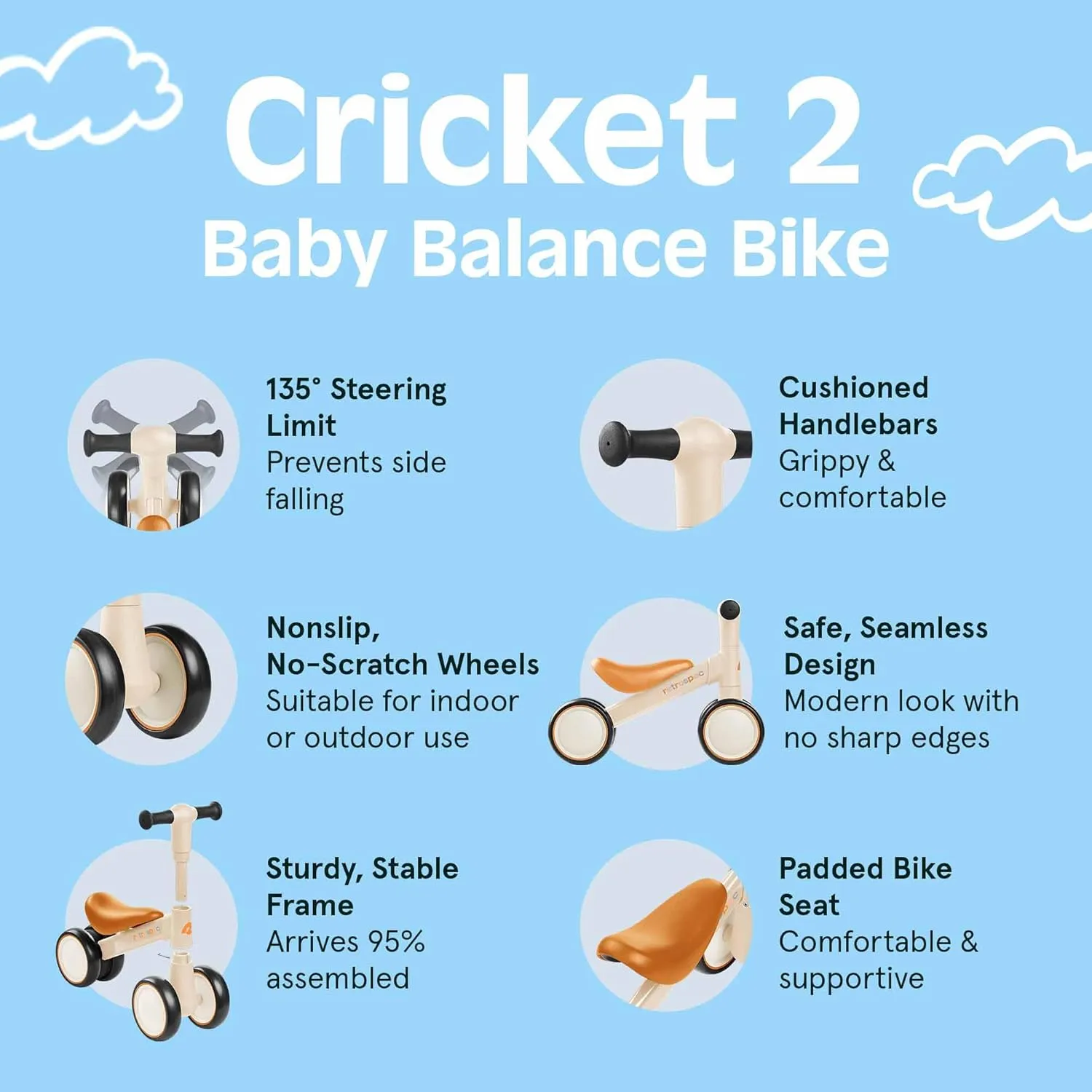 barrier abandon First Birthday Gift Toddler Bicycle Toy for 1 Year Old��s - Ride On Toys for Boys & Girls Retrospec Cricket 2 Baby Walker Balance Bike with 4 Wheels for Ages 12-24 Months - 