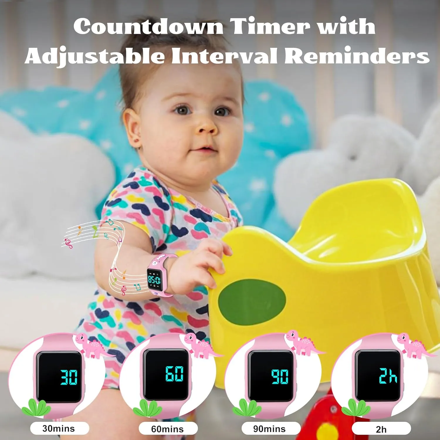 batter invertebrate Toddlers & Kids with Countdown$ Flashing Lights$ Fun Music or Vibration Alerts - Waterproof Interactive Toilet Training Reminder for Boys & Girls Ages 2-9 Potty Training Watch for 