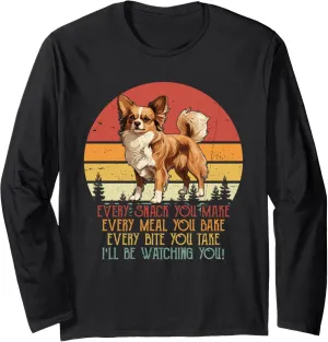 Be Watching You Long-Haired Chihuahua Dog Owner Long news Sleeve T-Shirt Vintage I'll 