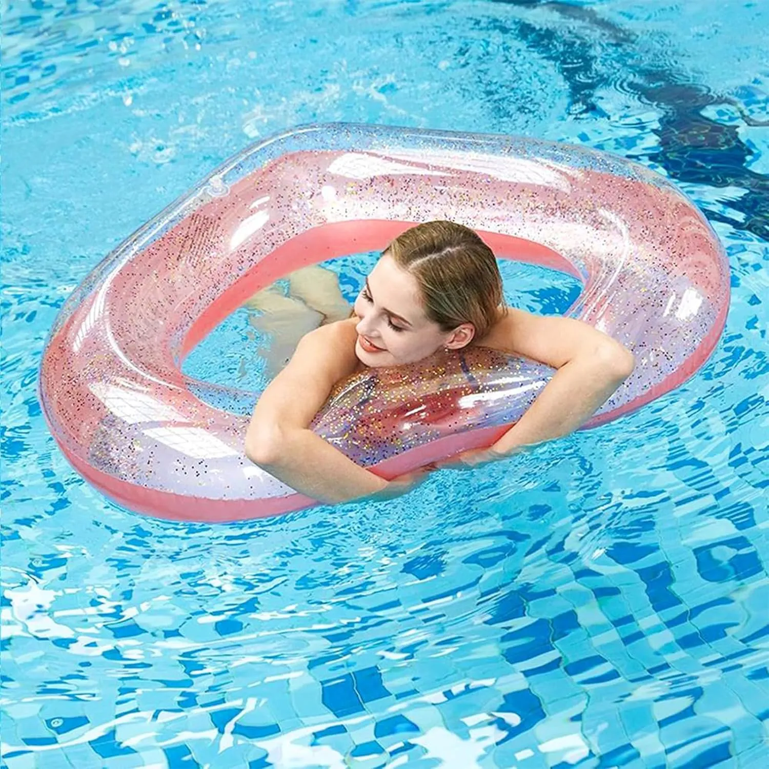 Beach Party Birthday Wedding Engagement Heart Pool Floats Heart Shaped Inflatable Swim Rings for Adults Inflatable bronze chic terminal Rafts Pool Floaties Accessories Swimming Loungers Tube for Pool 