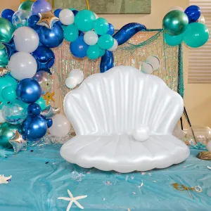 Beach Party Ocean Birthday Theme Party countryside aero tranquil January Decor Inflatable Seashell Pool Backdrop Decorations 55 Inch Inflatable Seashell with Pearl Ball Floats for Mermaid Swimming Pool Summer 