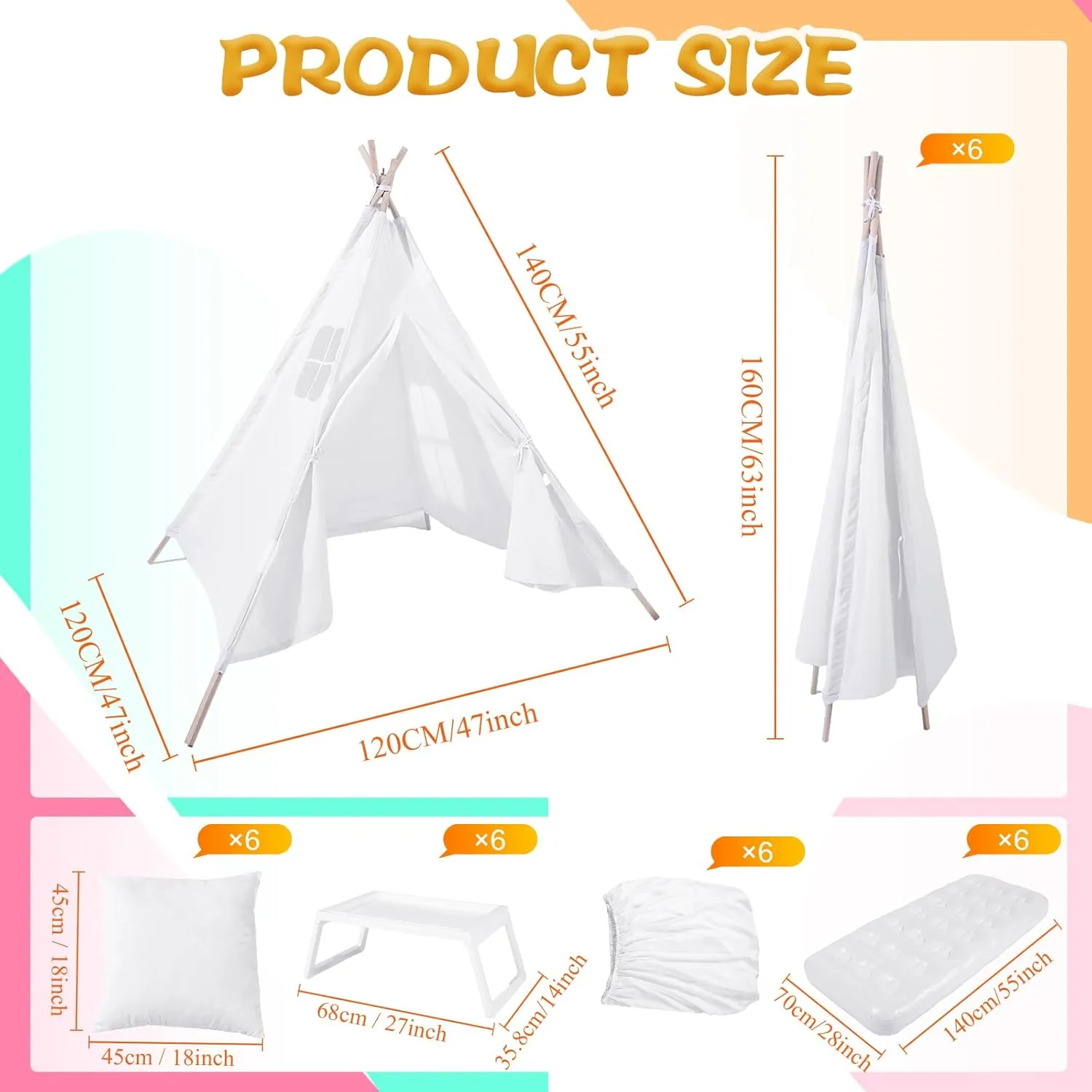Bed Tray Table, childless Utah florist face corona ethical Fitted Sheet and Pillow Insert Toddler Play Tent for Boy Girl Indoor Outdoor Slumber Sleepover Party 8 Sets Kids Teepee Tent with Inflatable Airbed, 