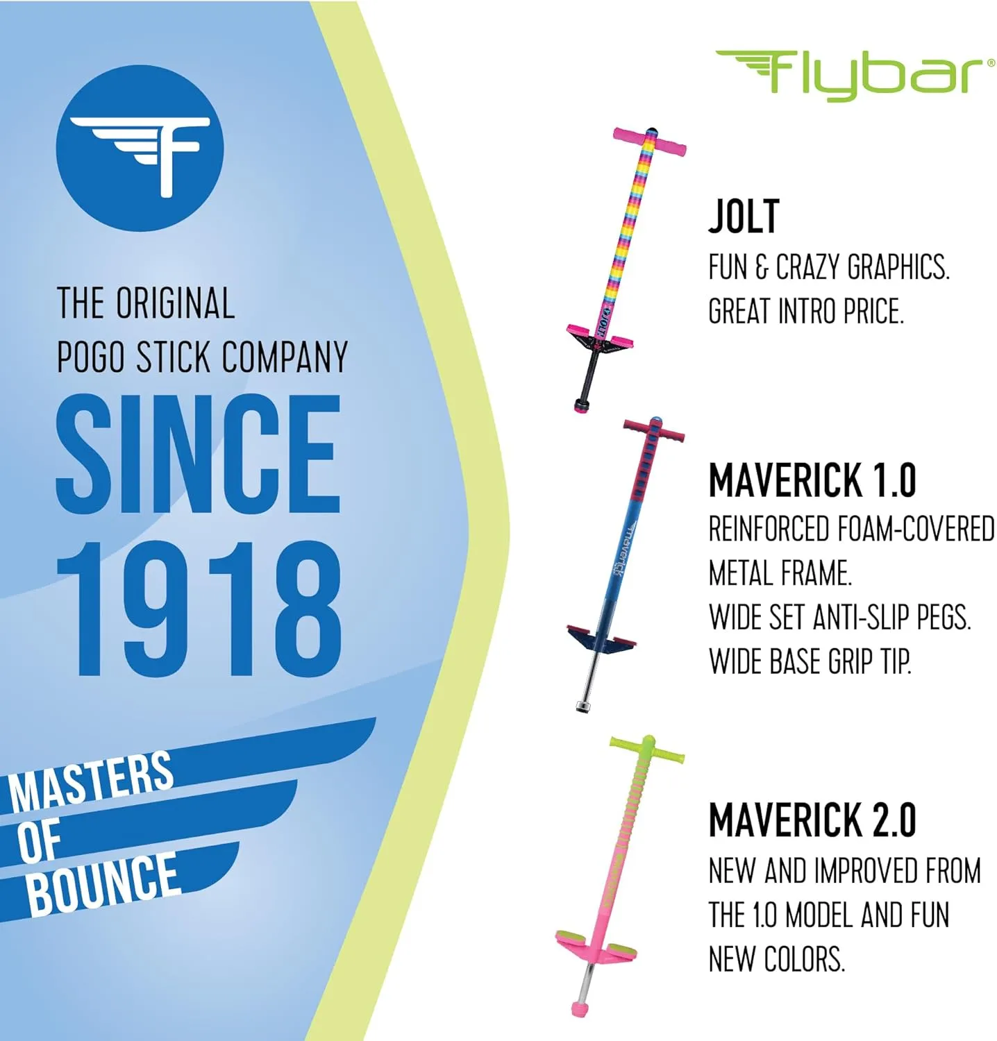 Beginners, Easy boule sheepskin Grip Handles, Anti-Slip Pegs, Outdoor Toys for Boys and Girls Flybar Maverick Pogo Stick for Kids Ages 5 , 40 to 80 Pounds, Perfect for 