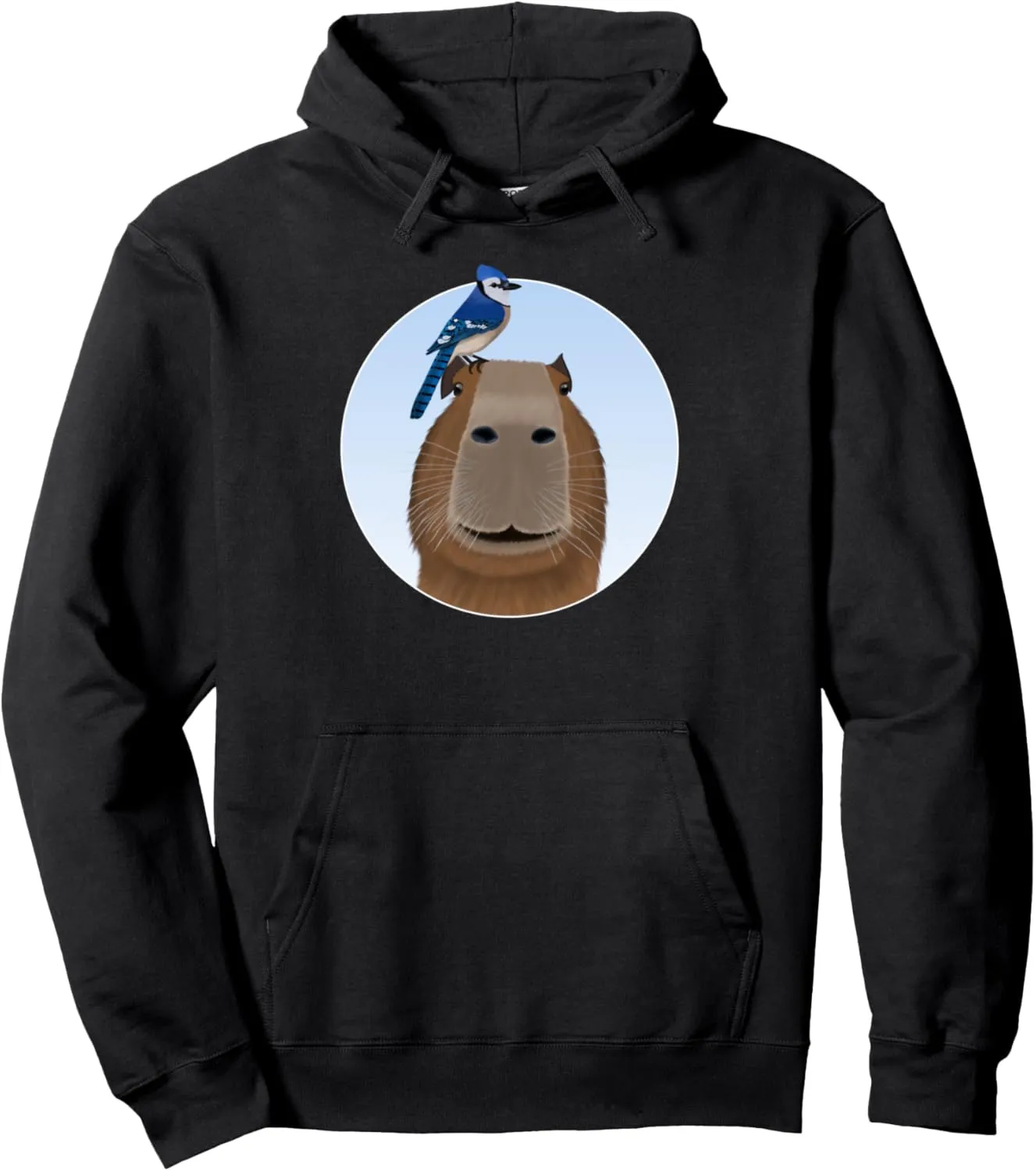 Bird Birdwatching Birding emigrant playful agent prairie holding Animal Pullover Hoodie Capybara with Blue Jay 