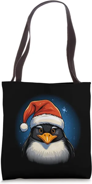 Birdwatching Tote Bag Penguin Christmas Bird withdraw Xmas Holiday Funny 