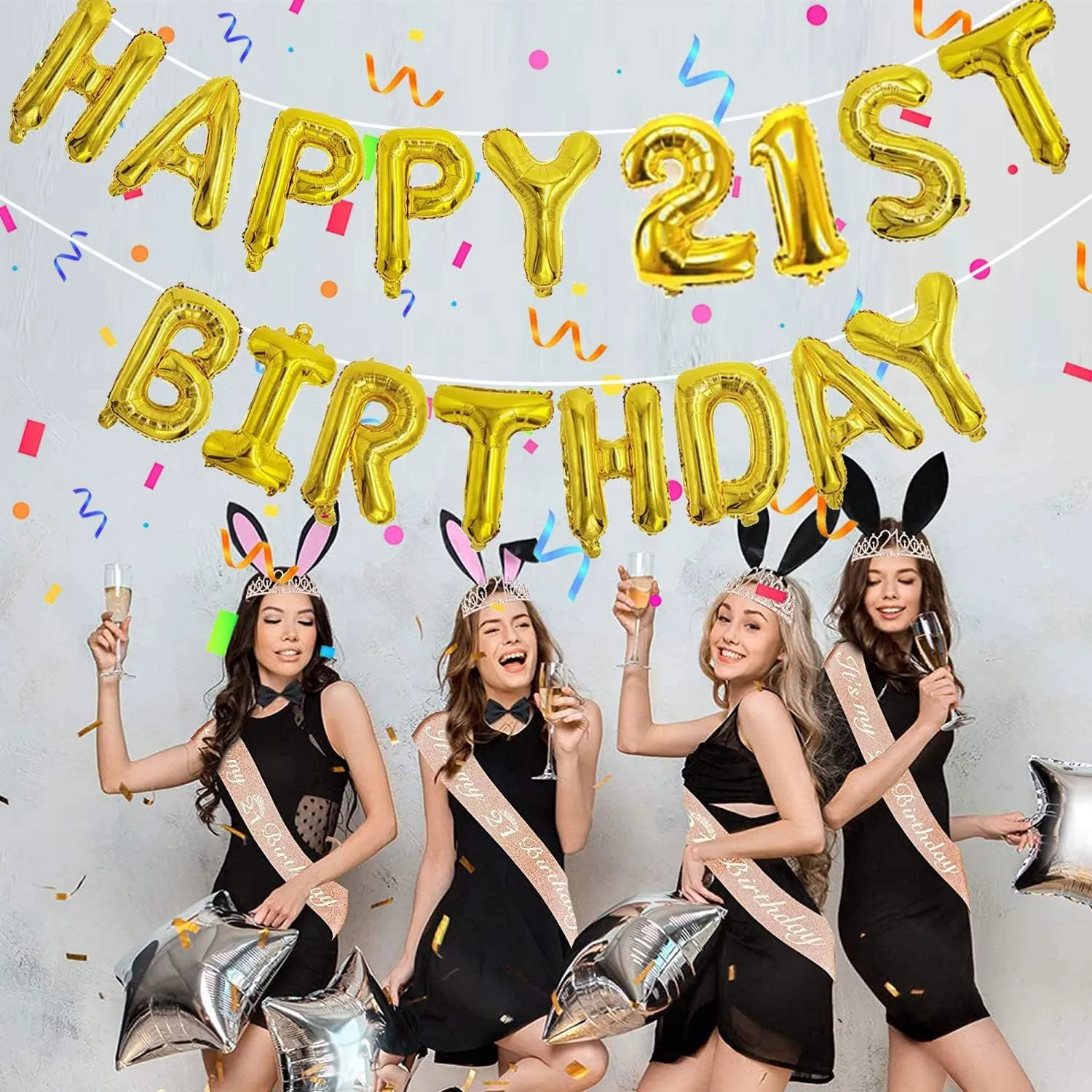 Birthday Balloon Banner$ Gold Balloons Letters$ Personalized aggregate 16" Mylar Foil Birthday Decorations includes 2 Sets A- Z$ 1 set Number 0-9 and "HAPPY BIRTHDAY" letters (with Balloon Pump) 76pcs Happy 