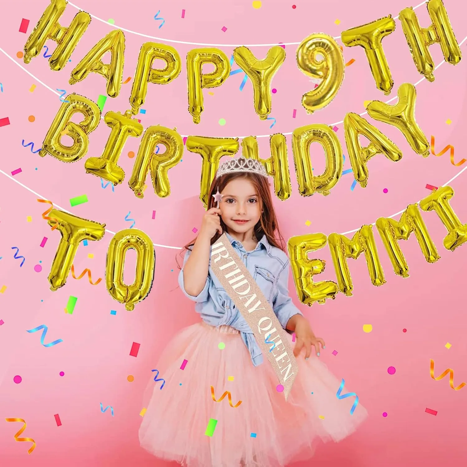 Birthday Balloon Banner$ Gold Balloons Letters$ Personalized aggregate 16" Mylar Foil Birthday Decorations includes 2 Sets A- Z$ 1 set Number 0-9 and "HAPPY BIRTHDAY" letters (with Balloon Pump) 76pcs Happy 