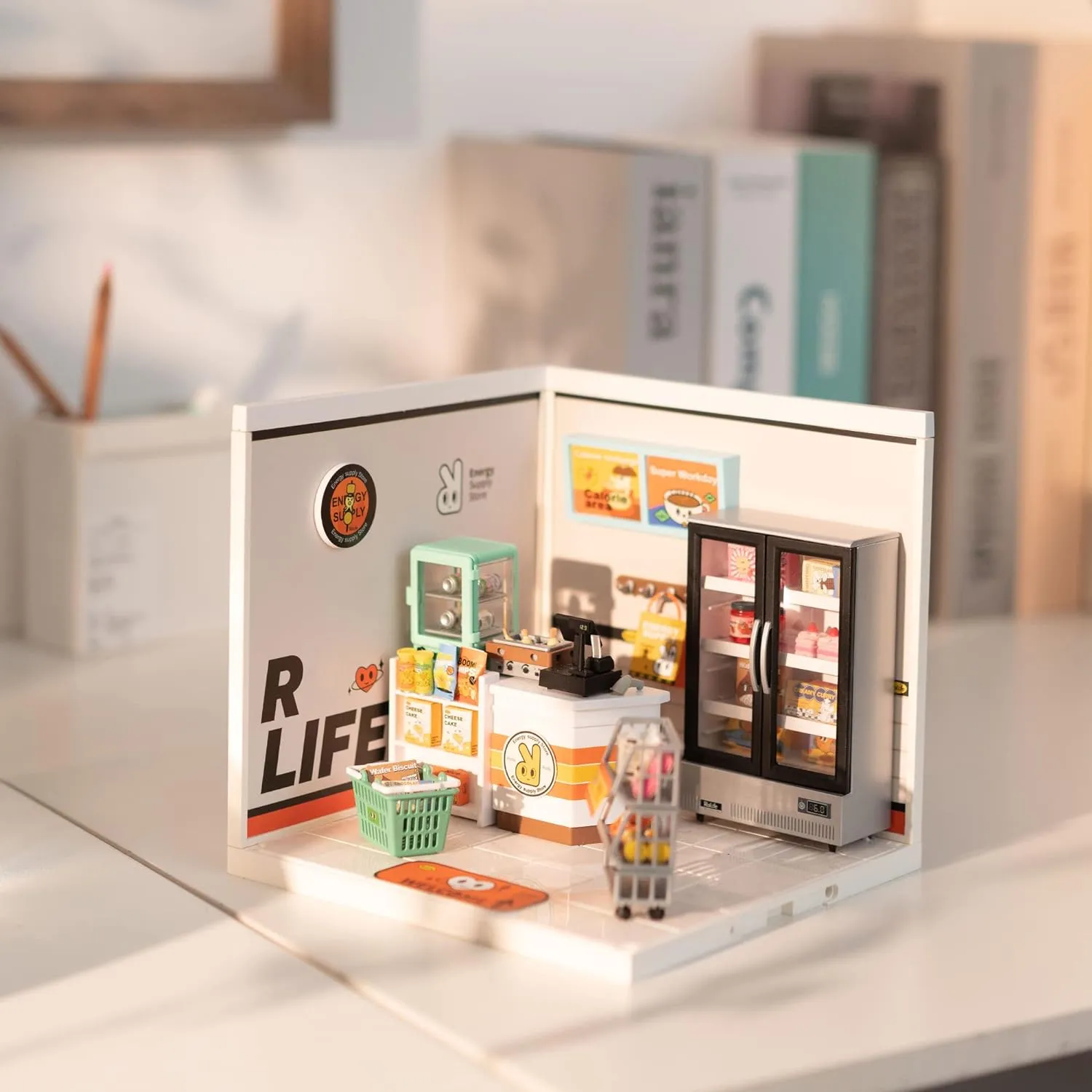 Birthday Gift ROBOTIME DIY Miniature Dollhouse Kit for Girls Mini House with Accessories Model fellowship Supply Store Kit with LED to Build Decent 