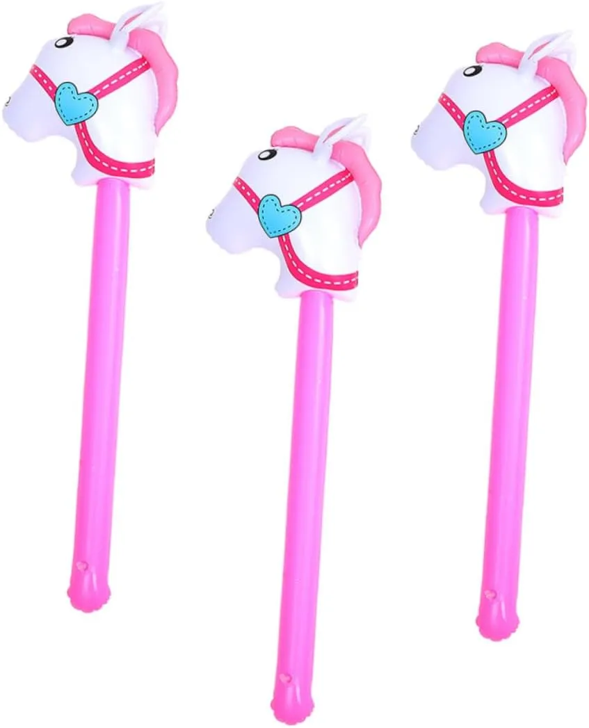 Birthdays and Celebrations Engaging Sensory Training Eye Catching Design 3Pcs Inflatable Horse Head Stick Fun Party Props for inverse Games for 