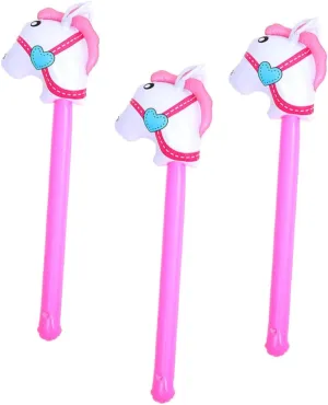 Birthdays and Celebrations Engaging Sensory Training Eye Catching Design 3Pcs Inflatable Horse Head Stick Fun Party Props for inverse Games for 