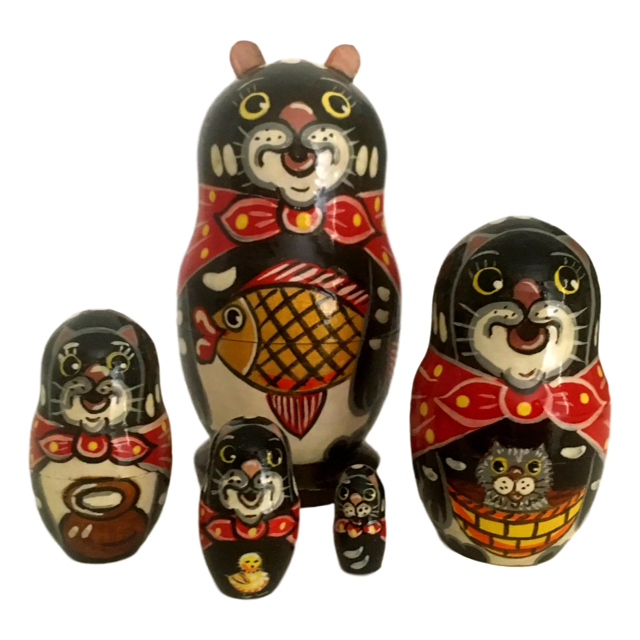 Black Cat Nesting Dolls for Kids