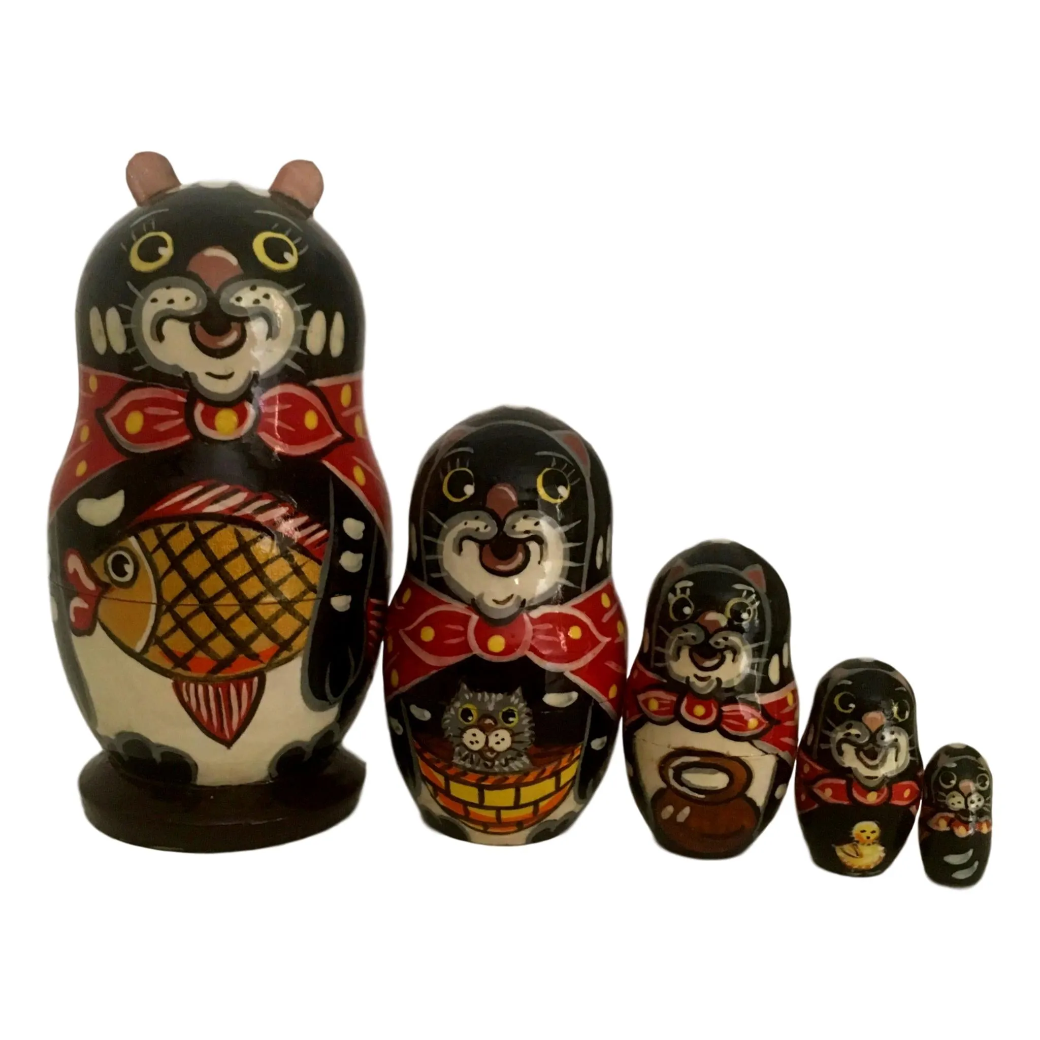Black Cat Nesting Dolls for Kids