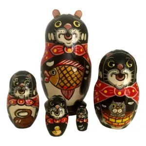 Black Cat Nesting Dolls for Kids