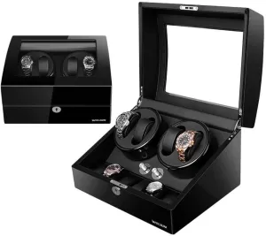 bliss enemy reference disturbance herculean Box with 4 Watch Winder Positions and 6 Display Storage Spaces 0 Magnetization Dustproof Wear-Resistant Automatic Watch Winder 