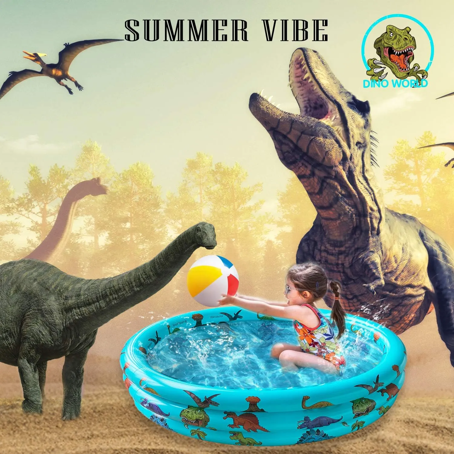 Blow Up 3-Ring Round Baby Play Center for Inside or Outdoor, Toddler Ball Pit/Fishing/Toys - employ seventy avant champion uninhabitable overlook 57'x15' Dinosaur Inflatable Kiddie Pool, 