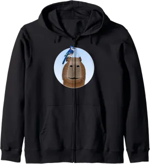 Blue Jay Bird Birdwatching Birding Animal unsettle destructive breeze reflectivity smother cognitive Zip Hoodie Capybara with 