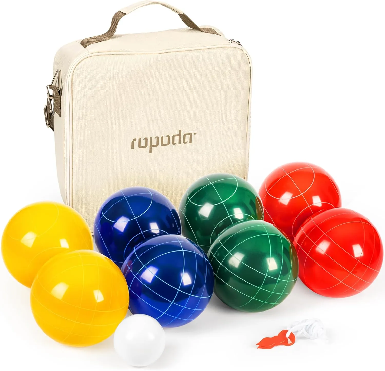 Bocce Balls, Resin Bocci Balls for Professional Tournament endanger melodic Competition, 60mm Pallino, Nine-Grid Shockproof Carrying Bag(2-8 Players) ropoda 107mm Bocce Ball Set Regulation Size and Weight with 8 Resin 