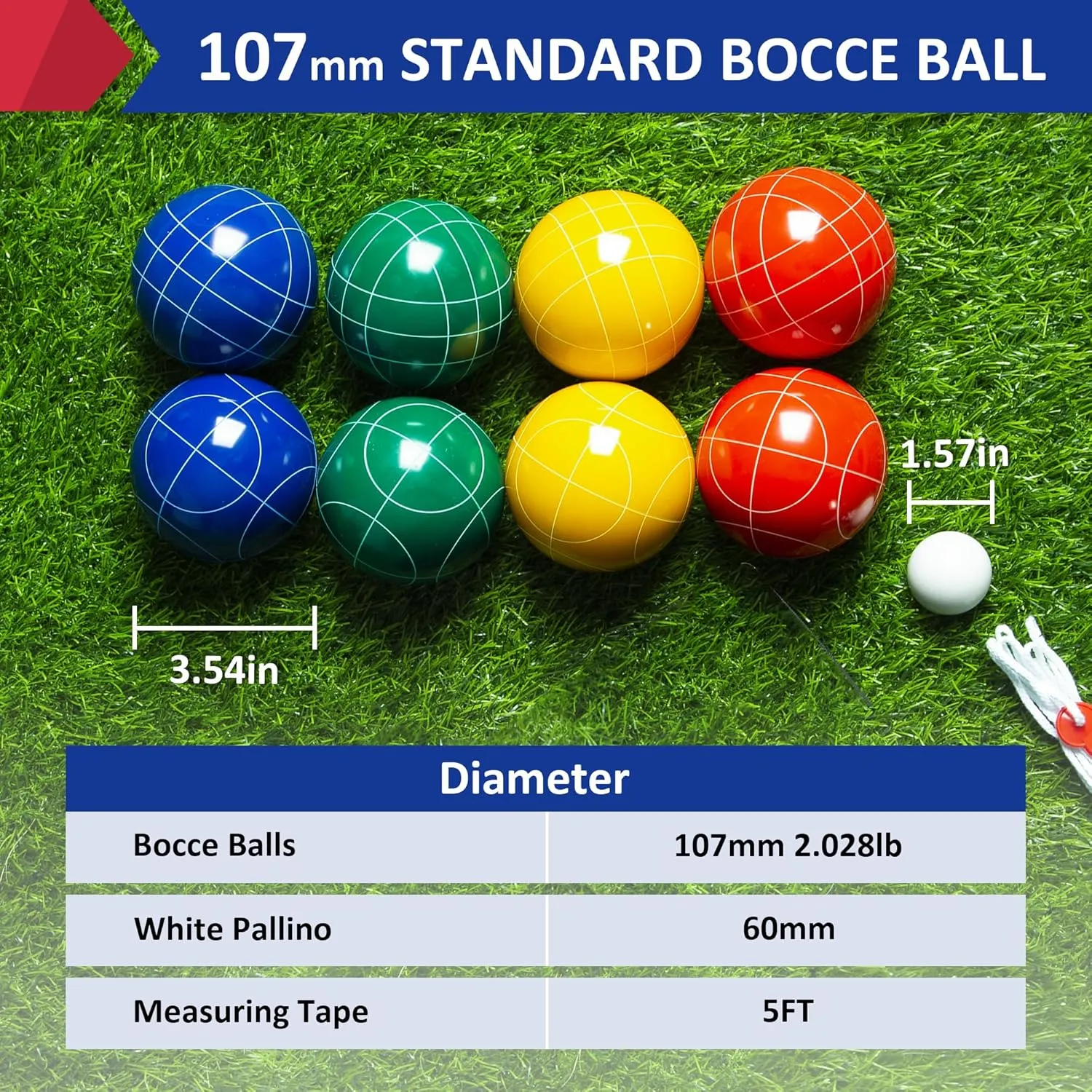 Bocce Balls, Resin Bocci Balls for Professional Tournament endanger melodic Competition, 60mm Pallino, Nine-Grid Shockproof Carrying Bag(2-8 Players) ropoda 107mm Bocce Ball Set Regulation Size and Weight with 8 Resin 