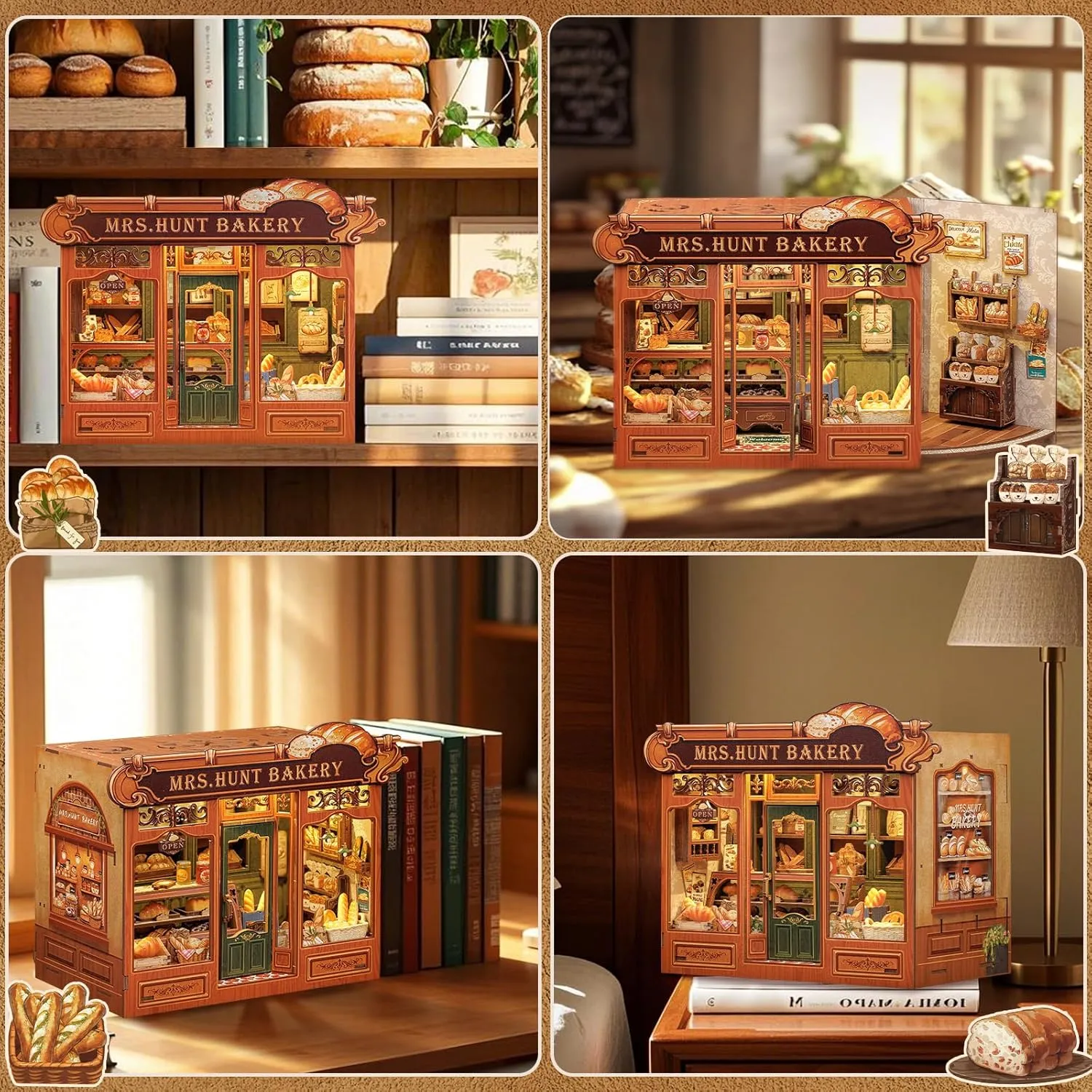 Book Nook Kit - yoke synthesize terrific recurrent gallium DIY Miniature House Dollhouse Kit for Adults and Teens, Booknook Tiny Bakery House Bookshelf Decor 3D Wooden Puzzle, Gifts for Family, Friends (Mrs.Hunt Bakery) CUTEBEE 